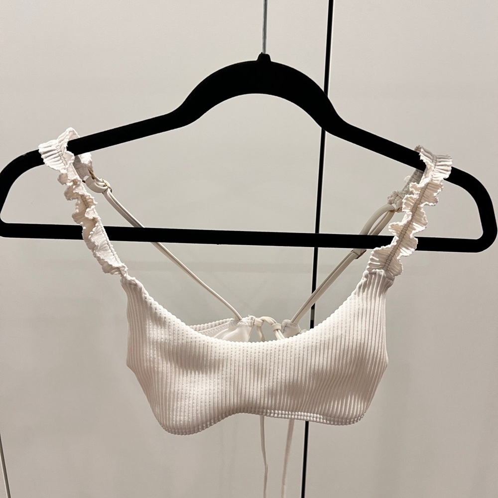 Hollister White Ruffle Bikini Top